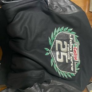 25th Anniversary John Force Racing leather varsity jacket. Team gift!